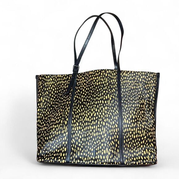 Thacker Kay 3 compartment Tote with calf hair animal print and leather - Picture 1 of 6